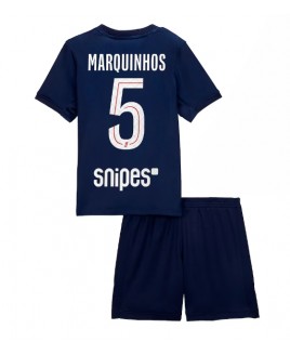 Günstige Paris Saint-Germain Marquinhos #5 Heimtrikotsatz Kinder 2025-26 Kurzarm (+ Kurze Hosen)